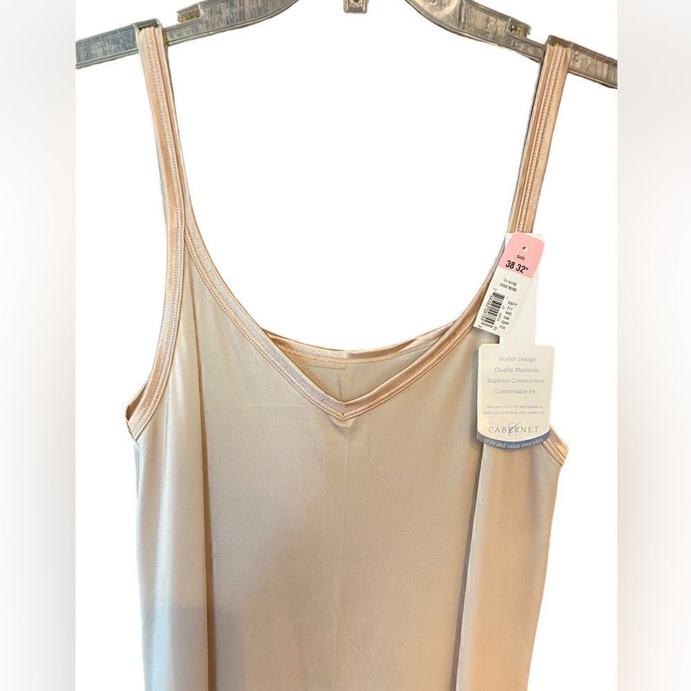 Cabernet Sz 38” NWT Rose Beige Skinny Strap Maxi Chemise Loungewear Under Slip - Picture 3 of 7